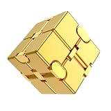 インフィニティキューブ Infinity Cube マジックキューブ MagicCube 立体パズル インフィニティ フィジェット キューブ 大人向けゲーム 頑丈で重い 減圧おもちゃ 持ち運び (強化版 ゴールド)