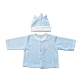 ベビー用　お帽子　カーディガンの2点セット　柔らかパイル地　日本製　サックス