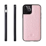 HANATORA for iPhone 14Plus ケース 本革 耐衝撃 スマホケース スマホ コードホルダー 付き シュリンクカーフレザー ギフト バンパー型 マグネットなし ピンク SPG-14Plus-Pink