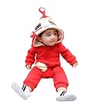 Cats Prince 春秋パジャマ ロンパース 男女兼用 ベビー服 赤い猿 (80cm, レッド)