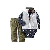 カーターズ Carter's ロンパース ボディスーツ 長袖 ＆ フリース ベスト ＆ パンツ 豪華3点セット 3-Piece Vest Set 3M (55-61cm)