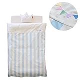 サンデシカ　洗えるベビー布団7点セット 必要最小限アイテムをチョイス_サックスストライプフラッグ 【日本製】
