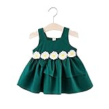 FEVON　ワンピース　子供　女の子　夏　ベビー服　赤ちゃん　ノースリーブ　ウェスト花付き　可愛い　ドレス　キッズ　ガールズ　新生児　ふわふわ　プリンセス　女児　結婚式　出産祝い　入園式　通園　七五三