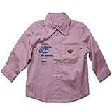 ミニマスター オシャレ上級者が似合う落ち着いた雰囲気の刺しゅう入り長袖シャツ（濠Du) ピンクストライプ 95cm