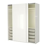 【IKEA/イケア】PAX ワードローブ, ホワイト, ハスヴィーク ハイグロス/ホワイト ホワイト