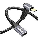 USB Type C 延長ケーブル L字 1.5m Popolier PD100W/5A 急速充電 USB 3.1 Gen2 10Gbps 4K映像出力 ナイロン編み タイプc 延長 スマートフォン、タブレット、ノートパソコンのタイプｃ機種に対応