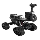 Dudass高速4WD RCカー 大型リモート 1:16 合金登山車 充電式 2.4Gリモコン操作 平地を歩いているかのように 耐衝撃性と耐落下性 交換可能なオフロードタイヤ 子供 大人向け おもちゃ モデル ライト オフロード車 (ブラック,合金製オフロード履帯車両) [並行輸入品]
