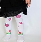 ☆子ども用デザインタイツ☆ホワイト＆てんとう虫40デニール