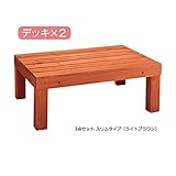 ウッドデッキ 【1： 3点セット/スリムタイプ】 木製(天然木杉材) ライトブラウン 〔屋外/庭(ガーデン)〕 生活用品 インテリア 雑貨 インテリア 家具 その他のインテリア 家具 top1-ds-