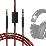 Geekria ゲーミングオーディオケーブル Astro A40 tr、A40、A30、A10 Gen 2、A10Gaming 対応 ナイロン編みヘッドセットケーブル 3.5mm 補助交換用ステレオケーブル ミュートコントロール付き (6 フィート / 2 m) レッド