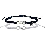 COLORFUL BLING Matching Mutual Attraction Couple Bracelets Long Distance His and Hers Adjustable Braided 8 Infinity Love Hear