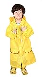 Qingsun子供用かわいい動物Rain CapeイエローDuck幼児用フード付きレインコート