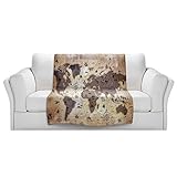 ブランケットウルトラソフトFuzzy 4サイズ！DIANOCHEデザインからby Angelina Vick WhimsicalワールドマップVホームDecor Unique Designer芸術的ス