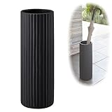 陶器傘立て かさ立て アンブレラスタンド スリム ストライプ ブラック 07911