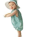 帽子付き ポルカドットロンパース ベビー ロンパース 新生児 赤ちゃん(5~10カ月)男の子 女の子 出産祝い 春夏