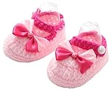 (ビグッド)Bigood 可愛い ベビーシューズ 子供用 ファーストシューズ ニット 赤ちゃん 靴 手編み 女の子 ルームシューズ 出産祝い 歩行靴 カジュアル フラワー リボン ピンク