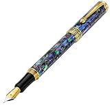 Xezo Maestro 万年筆 ミディアムペン先 天然パアワビ貝殻インレー 18Kゴールドメッキ付き ハンドメイド シリアル化 2本セット