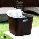 【アジア工房】レザーポイントのパンダン製バスケット [2色展開] [ブリーチナチュラル] [p-11614] [並行輸入品]