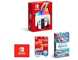 Nintendo Switch(有機ELモデル) Joy-Con(L)/(R) ホワイト+【任天堂ライセンス商品】Nintendo Switch (有機ELモデル)専用有機EL保護フィルム 多機能+Nintendo Switch Sports -Switch (【Amazon.co.jp限定特典】Nintendo Switch ロゴデザイン マイクロファイバークロス 同梱)