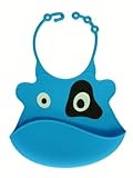 よだれ掛け ベビー えぷろん 可愛いベビー ビブス 赤ちゃん bibs　シリコンゴムなので使い勝手抜群！ (ブルー　子牛くん)