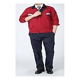 制服・ワークウェア　作業服　着心地よい　長袖　セット　メンズ　パープル+レッド　XXXL