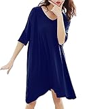 オーバーサイズ ゆったり 半袖 ロング丈 Ｔシャツ ルームウェア ワンピース 体型カバー ビッグシルエット ビッグT ワンピ ロンT tシャツ レディース 大きいサイズ トップス カットソー ゆるT チュニックシャツ 無地 ラウンドネック 大きめ 綿 春 夏 秋 冷感 速乾 部屋着 マタニティーウェア 妊婦 妊婦服 マタニティ ストレッチ きれいめ ルームワンピース ネイビー L