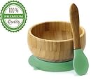 Baby Toddler Bamboo Spill Proof Stay Put Suction Bowl. Bye Bye Plastic + Spoon Soft Tip Teether NO-B