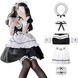 [YOYOFashion] コスプレ メイド服 ハロウィン 仮装 レディース 可愛い パーティー イベント 演出服 7点セット (L)