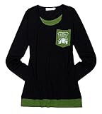 Plus Nao(プラスナオ) Ｔシャツ カットソー プルオーバー 長袖 フェイクレイヤード 重ね着風 ラウンドネック バイカラー カジュアルスタイ XL -