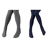 【POLKA】ポルカ ベビー ＆ キッズ V字編み カラー タイツ 2色セット （5パターン全10色） (95（80～95㎝）, ダークグレー＆ネイビー)