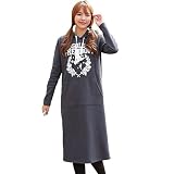 EmmaBasicGrow 授乳服 長袖 体型カバー カジュアル ロング トレーナー ワンピース トップス トップス 部屋着 tシャツ クルーネック 暖かい チュニック 産後 授乳口 可愛い 秋冬物