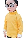 Plus Nao(プラスナオ) 子供用 カットソー タートルネック ハイネック 長袖 裏起毛 コットン シンプル 無地 男の子 女の子 キッズ ジュニア 110 イエロー