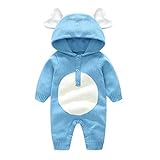 エルフ ベビー(Fairy Baby)ロンパース ベビー服 フード付き ニットウェア セーター 長袖 春秋初冬防寒着 90cm(ブルー象)