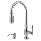 Pfister Hanover 1-Handle Pull-Down Kitchen Faucet with Soap Dispenser, Stainless Steel [並行輸入品]