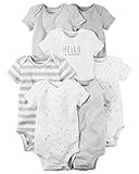 カーターズ Carter's 男女兼用ホワイトx薄グレーHELLO I'M AWESOME半袖ボディースーツ7枚セット (6months(61-67cm)) [並行輸入品]