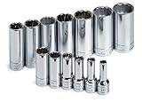 SK 4453 13 Piece 3/8-Inch Drive 12 Point Deep 1/4-Inch to 1-Inch Standard Socket Set by SK Hand Tool
