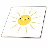 3dRose ct_113063_3 Smiling Happy Sun-Cute Kawaii Yellow Sunny Smiley Face-Summery Sunshine on White-