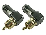 RCAプラグ RCAコネクタ ピンプラグ 自作用 ハンダ式 金メッキ ガンブラック L型 2個セット