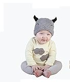 かわいすぎる帽子　 ニット帽 キッズ こども 暖か帽子 男女兼用 子供　綿帽子 (グレー)