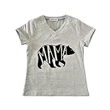 Liebeye シャツ　親子　お揃い　子供　ロンパース　父　母　幼児　赤ちゃん　半袖　シンプル　丸首　動物　クマ　ベア　上着　グレー Mother B XL