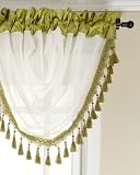 Stylemaster Soho Sheer Waterfall Valance with Faux Silkバンド、フリンジ、47 by 38-inch Capri-24-MN