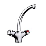 Homyl 高品質　蛇口　バスルーム　水栓　キッチン　タップ　恒温　錆びない　回転可能　シルバー