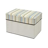 山善(YAMAZEN) 収納付スツール ダブル(幅49.5×奥行32cm) ブルー/ストライプ MSS3050(BL/ST)