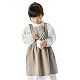 子供用エプロン 無地でおしゃれなエプロン 親子でお揃い ナチュラルなコットンリネン素材 キッズ エプロン 子供 女の子