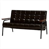 天然木×アイアンソファ 2人掛け/ブラック(BK)