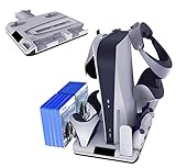 YunB PS VR2/PS5用多機能冷却ベース、高速静音ファン、PS VR2/PS5リモコン用急速充電ステーション、ゲームディスク収納ラック、PS VR2ヘッドディスプレイ ブラケット、PS5 多機能アクセサリ