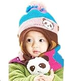 【Global Trade Japan】　パンダ ボンボン 帽子 ＆ マフラー & 靴下 3点セット (ブルー)
