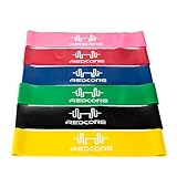 OUO エクササイズバンド フィットネスチューブ ループバンド トレーニング用ゴムバンド　天然ゴム採用　強度別6本セット 収納袋付