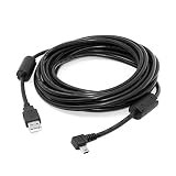 cablecc ミニUSB Bタイプ5ピンオス左90度USB 2.0オスデータケーブルEMIフェライトコア付き5メートル