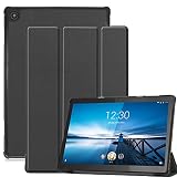 TRkin FOR Lenovo Tab5 softbank 801LV Lenovo M10 REL (X605LC/X605FC) 用の モデル専用 タブレット ケース 超薄型 FOR Lenovo Tab5 softbank 801LV Lenovo M10 REL (X605LC/X605FC) 用の ペアリング & 充電に対応 /ウェイク スリム 軽量 シルク手触り FOR Lenovo Tab5 softbank 801LV Lenovo M10 REL (X605LC/X605FC) 用の 三つ折りスタンド リバウンドマグネティックスマートケース機能付き 衝撃吸収 高級PU レザー全面保護型 ケース FOR Lenovo Tab5 softbank 801LV Lenovo M10 REL (X605LC/X605FC) 用の カバー (ブラック)
